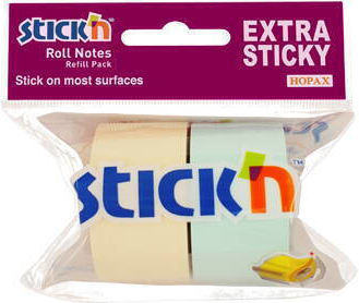 Hopax Adhesive Note Refill Roll Dispenser 25mm X 10m 2 Pcs Set Stick"n 2 Pastel Colors