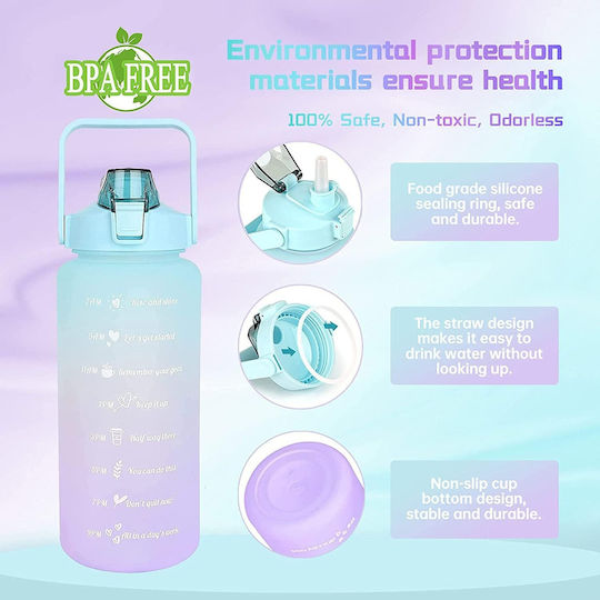 Sticlă Pentru Copii Cu Pai Turcoaz 1500ml