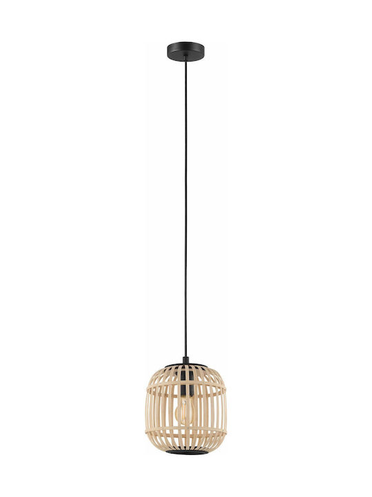 Eglo Bordesley Pendant Light Black Boho with Rope for Socket E27 21x110x110cm