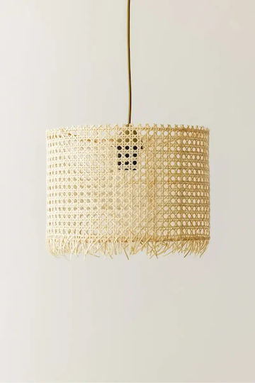 Modern Scandinavian Ceiling Light Natural Hazeran Bamboo 30x33cm