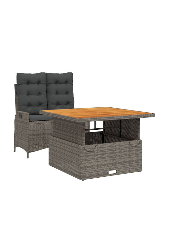 Garden & Outdoor Furniture Sets Dining Room Set 2 Pieces Gray with Pillows