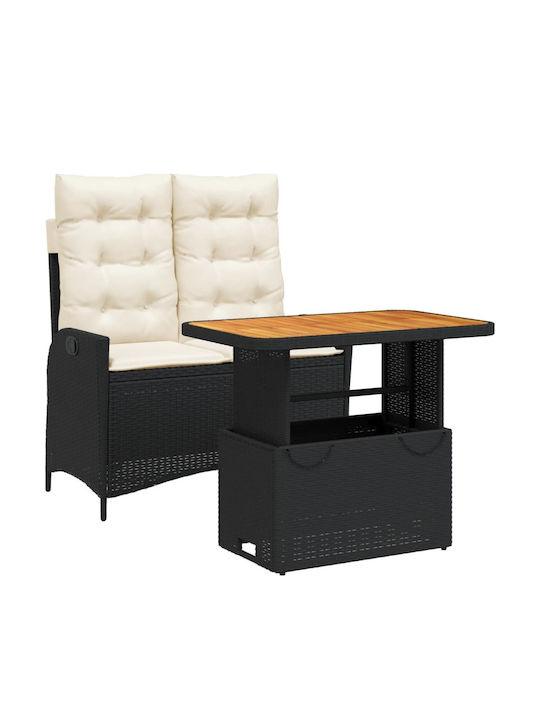 Garden & Outdoor Furniture Sets Dining Room Set 2 Pieces Black with Pillows