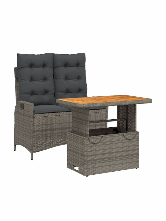 Garden & Outdoor Furniture Set 2 Pieces Gray with Pillows