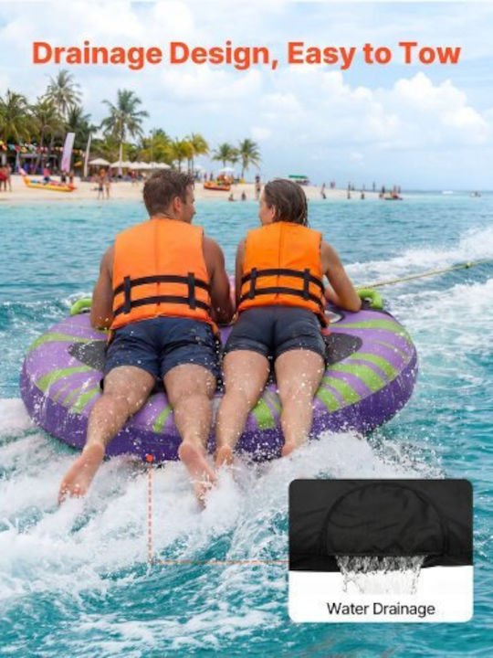 Vevor Towable Tubes Boating 2-rider Inflatable Boat Tubes Towables 154kg Capacity Water Sport Tube Boat To Pull Anti-slip Pad Full Nylon Cover Padded Handles & Safety Valve
