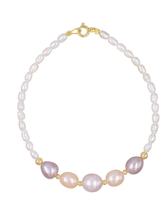 Margaritari Set with Necklace & Bracelet from 14K Gold with Pearls