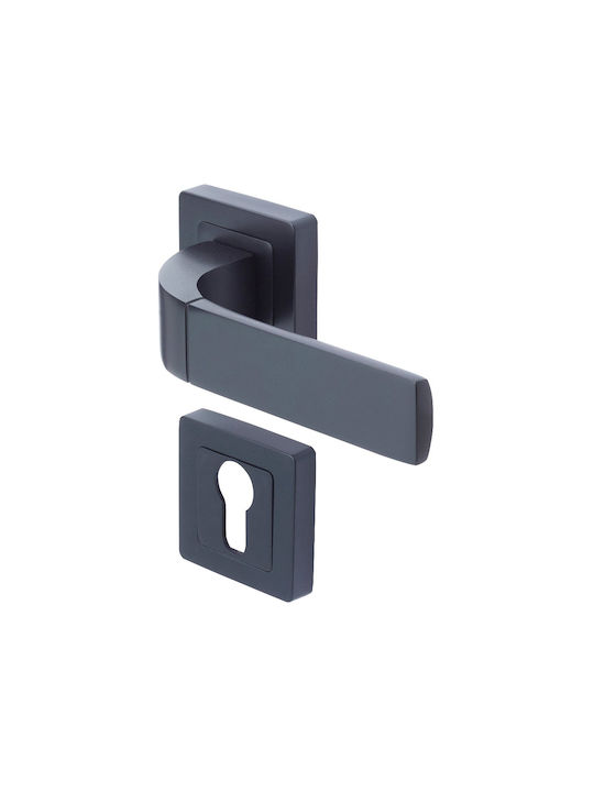 Yale Middle Door Lever With Black Rosette