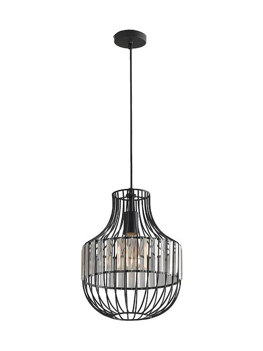 Fan Europe Opium Κρεμαστό Φωτιστικό Μαύρο με Ντουί E27 30x120εκ.