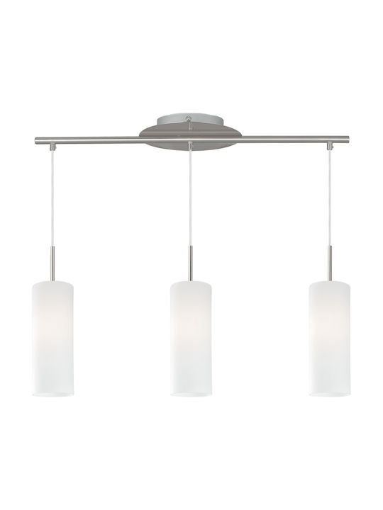 Eglo Troy 3 Pendant Light White Rail with Socket E27 72x110cm