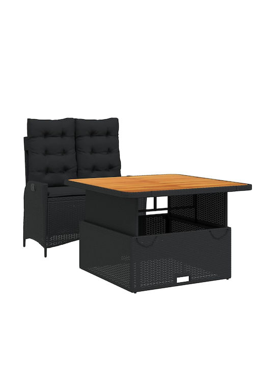 Garden & Outdoor Furniture Sets Dining Room Set 2 Pieces Black with Pillows