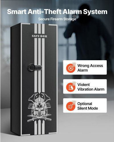 Vevor 4 Gun Safe Long Gun Cabinet Rifles Pistols Quick Access Rifle Safe 3 Ammo Slots 2 Adjustable Racks Large Digital Cabinet Key Password Lock Assembly Required