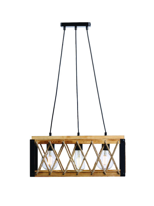 ArkoLight Pendant Light Black with Rope for Socket E27 50x20cm