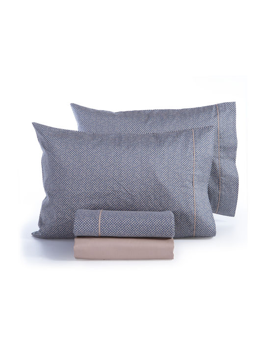 Nef-Nef Homeware Krampus Σετ Σεντόνια King Size 270x280εκ. Μπλε (4τμχ)