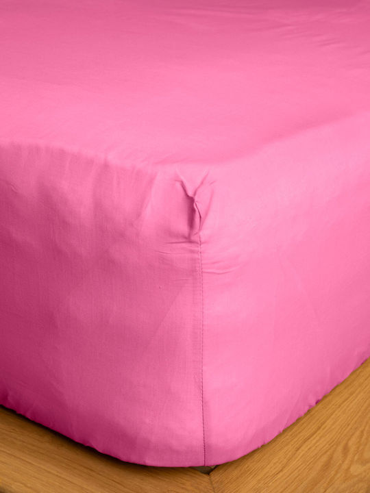 Sunshine Чаршаф King Size с Ластик 180x200+30см. Cotton Feelings 151 Фуксия