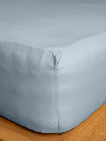 Sunshine Sheet Super-Double with Elastic 160x200+30cm. Cotton Feelings 151 Light Blue