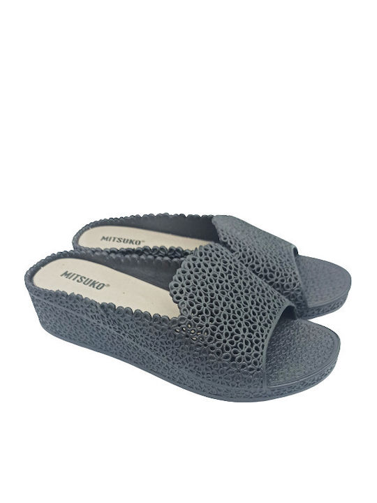 SA63920W Women's Platform Flip Flops Black