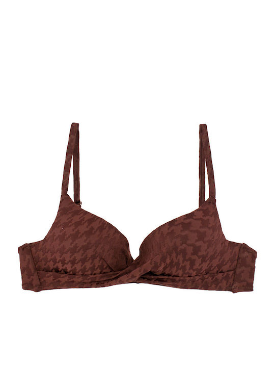 Γυναικείο Μαγιό Bikini Push-up Μπανέλα Pied-de-poule Καφέ