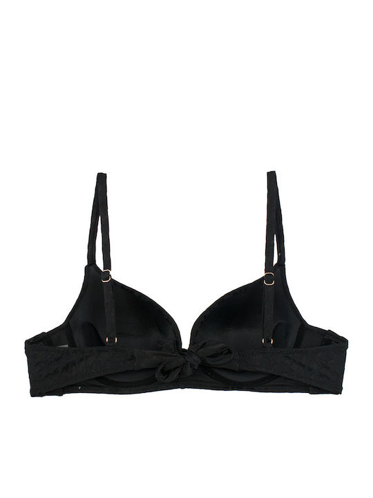 Women's Bikini Swimsuit Push-up Underwire Pied-de-poule Black