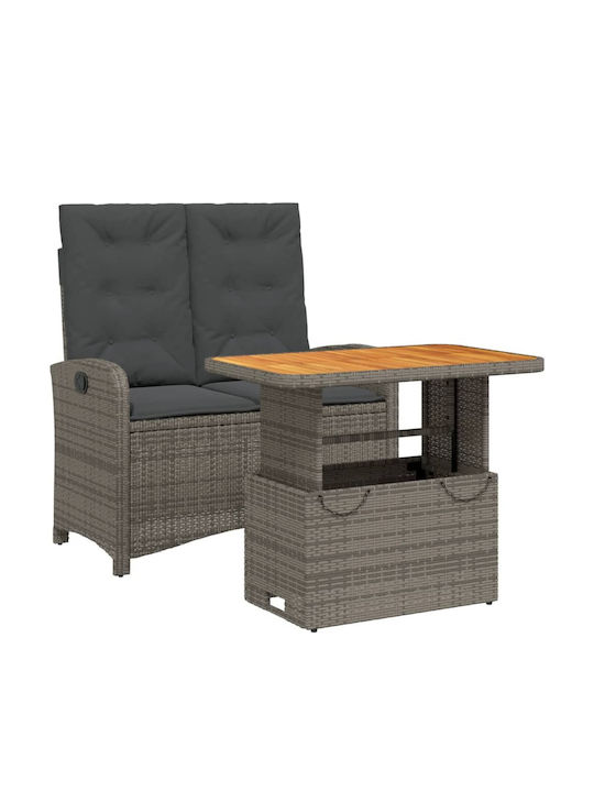 Garden & Outdoor Furniture Set 2 Pieces Gray with Pillows