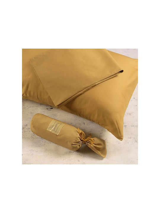 Melinen Cearșaf Semi Dublu cu Elastic 120x200+32cm. URBAN LINE Curry