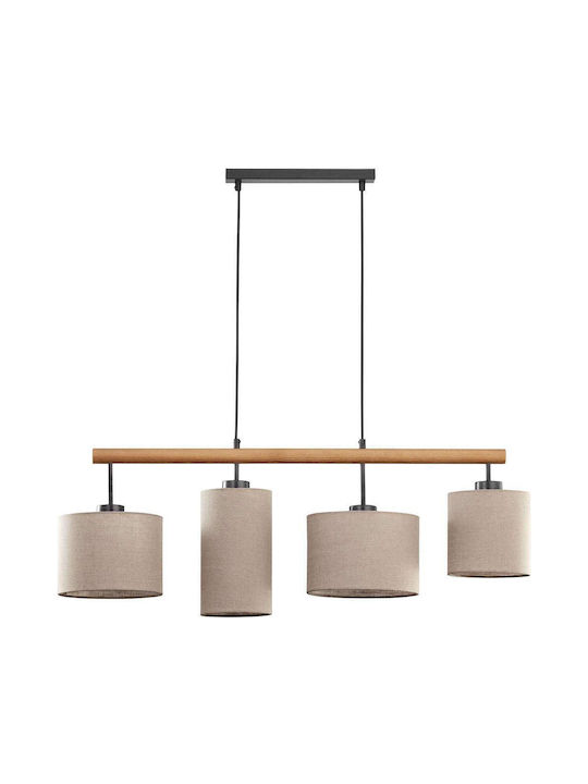 TK Lighting Deva Pendant Light Beige Rail for 4 Bulbs E27 96cm