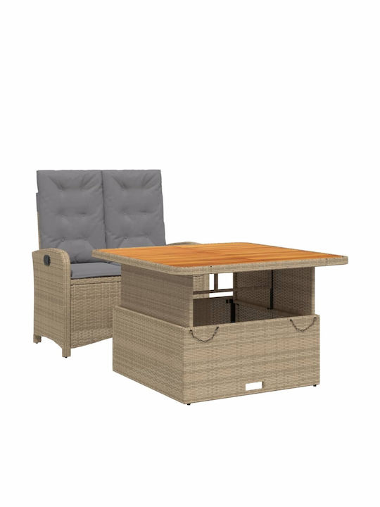 Garden & Outdoor Furniture Sets Dining Room Set 2 Pieces Beige with Pillows