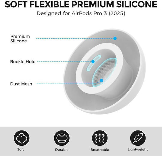 Силиконови Eartips Ahastyle Wg187 За Apple Airpods Pro 3 S M L Бял 3 Чифта