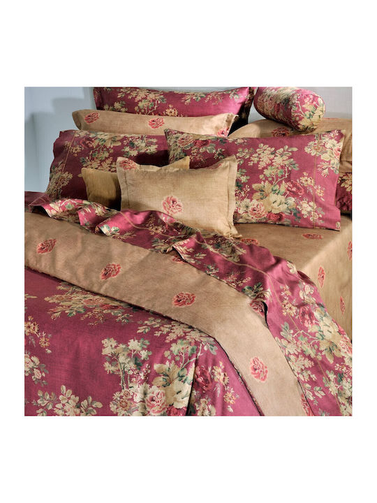 Down Town Home Flower Σετ Σεντόνια King Size 290x280εκ. Καφέ (4τμχ)