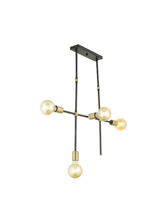 ArteLibre Lu Ceiling Light Black for 4 E27 Bulbs 78cm