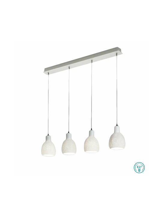 Fabas Luce Marina Hängelampe Weiß Schiene für 4 Lampen E27 96cm.