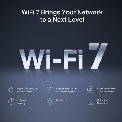 Mercusys MR47BE v2 Drahtloser Wi‑Fi 7 Router mit 4 2,5-Gigabit Ethernet LAN-Verbindungen