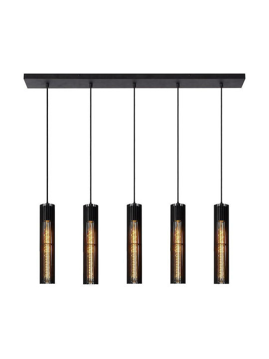 Lucide Lightning Lionel Pendant Light Black Rail for 5 Bulbs E27