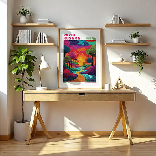 Poster Yayoi Kusama River Sunset Art334 21cm X 30cm White Frame Pvc