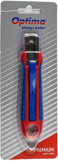 Cuttere Optima Cutter Optima Premium Sk5 Lamă Trapezoidală Retractabilă Automat Șină Metalică Mâner Cauciucat Abs