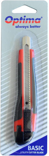 Cuttere Optima Cutter Optima Basic 9mm Sk7 Blade Metal Rail Abs Rubber Grip