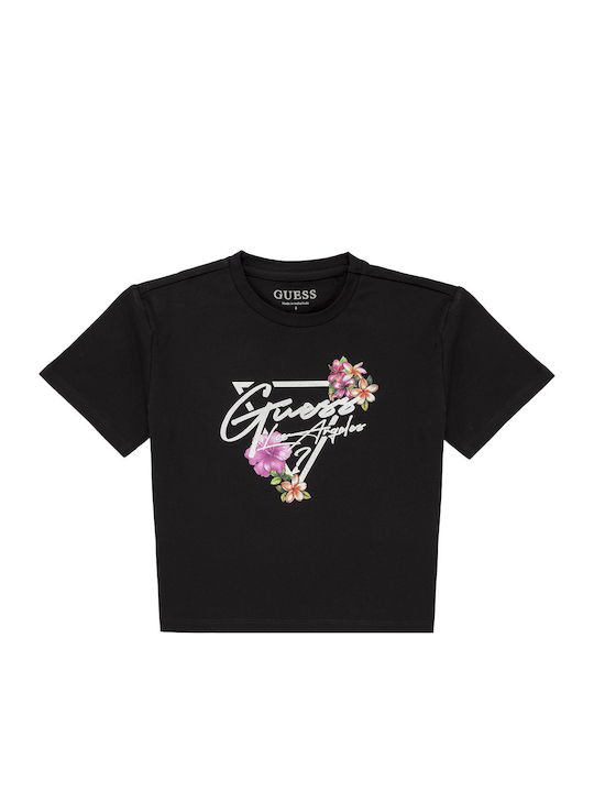 Guess Детска Тениска Черна Crop