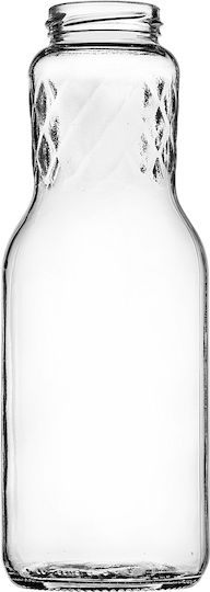 Glass Juice Bottles 1l + Green Caps Fi53 3 Pcs