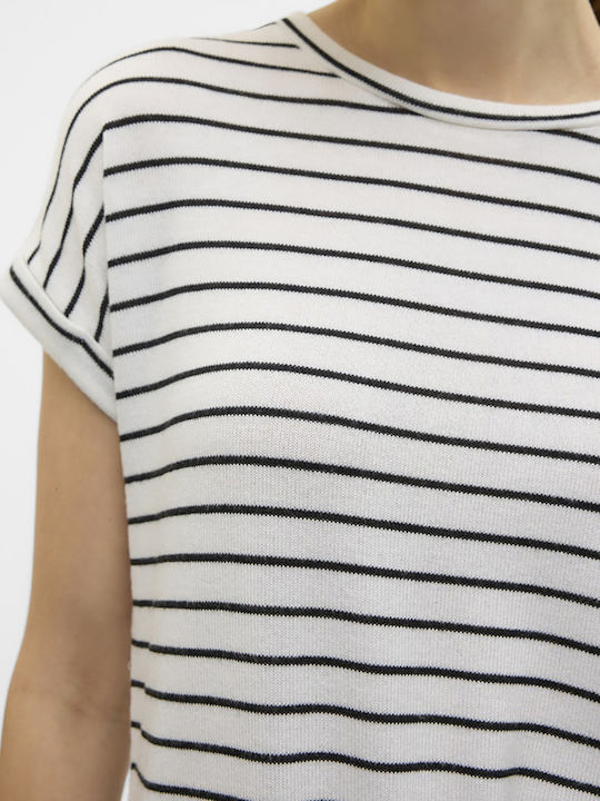 Snow Γυναικείο Αθλητικό T-shirt Ριγέ Λευκό