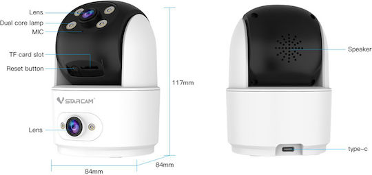 Vstarcam C996DR IP Dual Κάμερα Παρακολούθησης Wi-Fi Full HD 1080p με Αμφίδρομη Επικοινωνία και Φακό 4mm