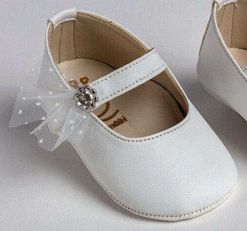 Ever Kid White Baptism Leather Soft Sole Pumps