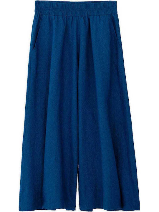 Damen Zip-Culottes mit Gummiband in Lose Passform Blau