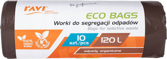 RAVI Biologisch Abbaubare Müllsäcke Mit 120lt Fassungsvermögen 10Stück Braun