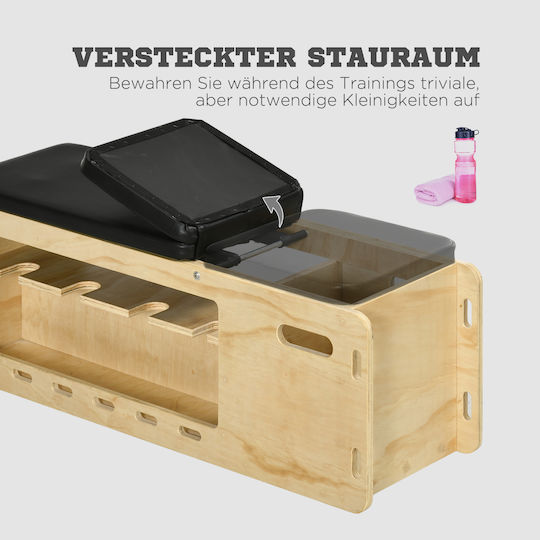 Homcom Trainingsbank für Gewichtheben mit 6 verstellbaren Positionen aus massivem Naturholz + Schwarz