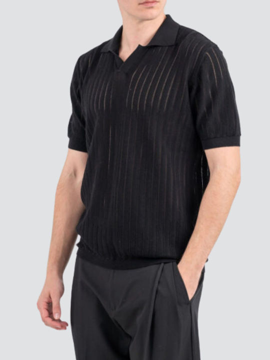 Polo Blouse Short Sleeve Black