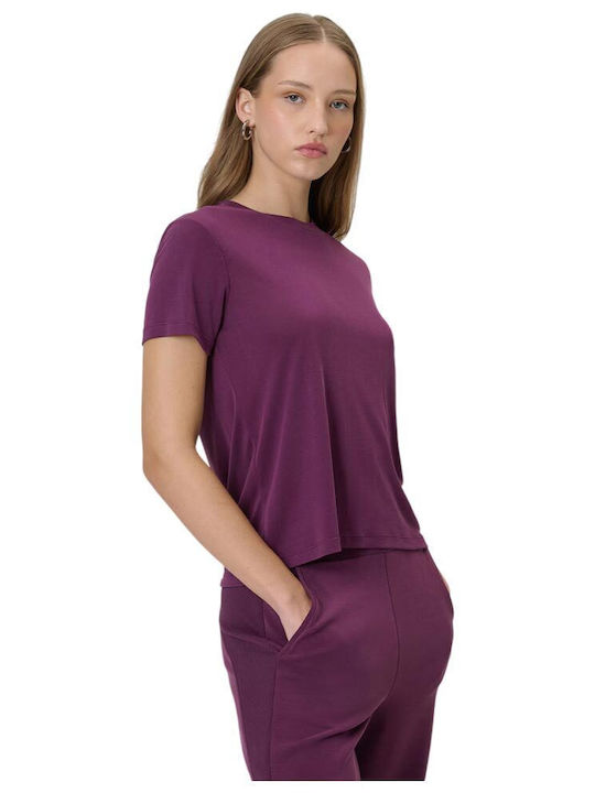 Women's Short Sleeve Blouse Burgundy