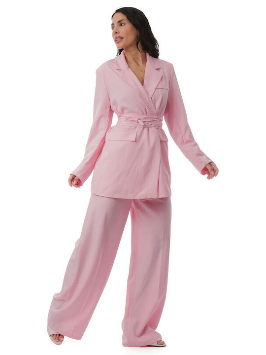 Pink Set Palazzo Jacket
