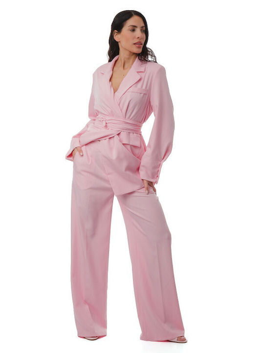 Pink Set Palazzo Jacket