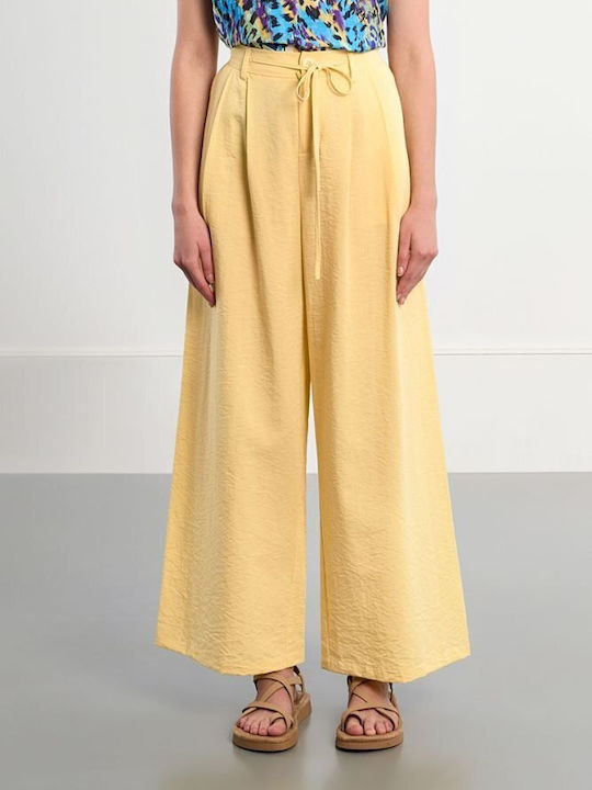 Damen Hochsitiges Stoffhose Gelb ML72EP