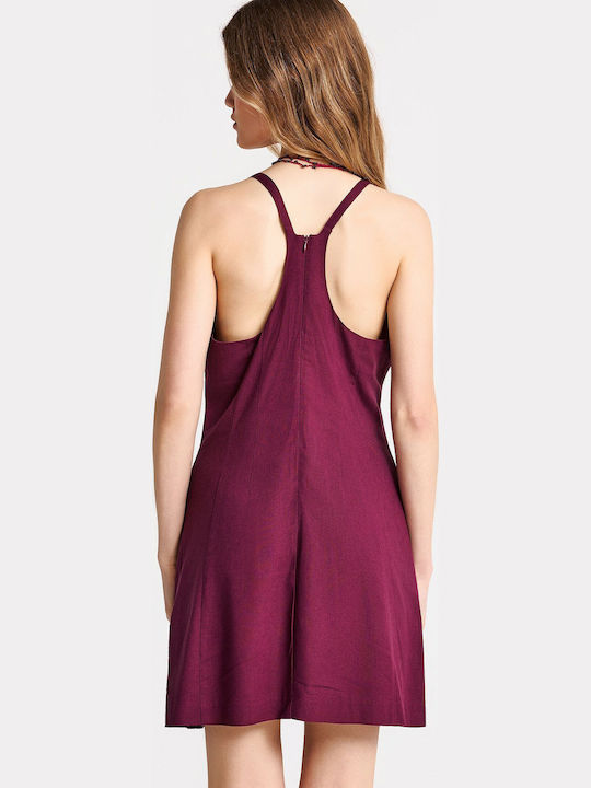 Summer Mini Dress Burgundy