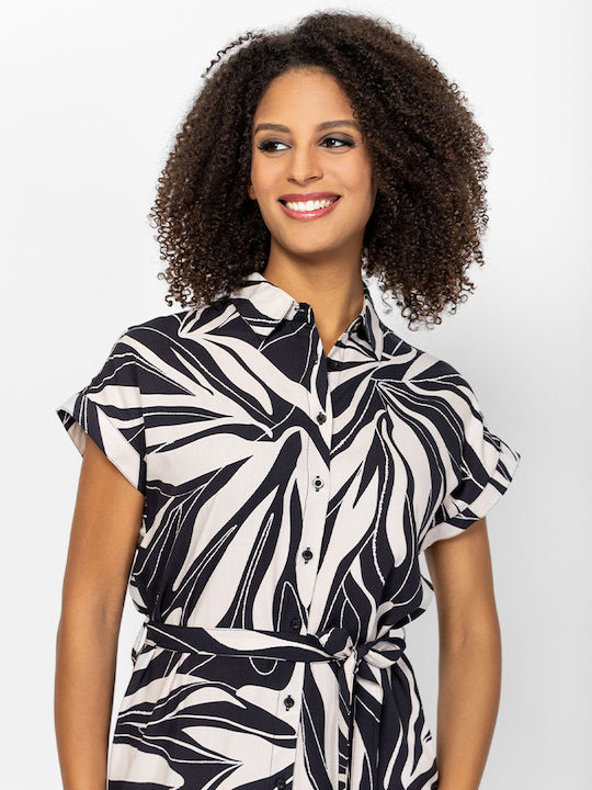 Sommer Midi Hemdkleid Schwarz