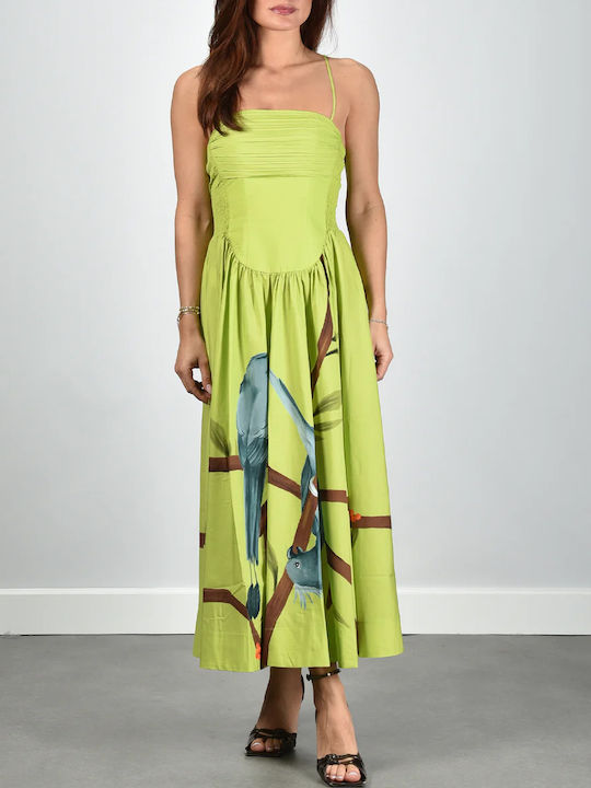 Summer Maxi Dress for Wedding and Christening Green